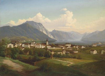 Blick auf Gmunden und Schloss Orth am Traunsee von J. Wilhelm Jankowsky